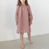  MQTIME  -  Spring New Cotton Red Plaid Dress For Girls Cute Double Gauze Long-Sleeved Nightgown Baby Girl Loose Homewear Dresses