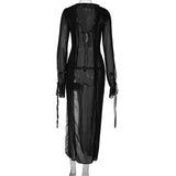  MQTIME  -  2026 Spring New Women's Sexy Tether V-Neck Split Dress Women