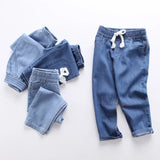  MQTIME  -  100% Cotton Comfortable Children's Jeans Spring New Boys And Girls Thin Elastic Waist Casual Loose Jeans Baby Pants