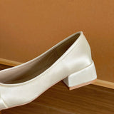  MQTIME  -  Sweet Butterfly-knot Women Satin Mary Jane Shoes Concise Slip On Low Heel Party Shoes New Spring Autumn Ladies Dress Pumps