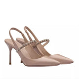 Mqtime High-heeled Shoes Women Spring Summer Rhinestone Sandals Thin-heeled Pointed Shoes