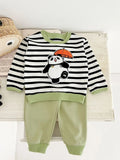 MQTIME  -  2psc Autumn Newborn Infant Baby Girls Boy Cartoon Panda Hoodie + Trousers Streak Set Kids Fashion Baby Clothing