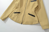 MQTIME  -  Summer new women's clothing retro temperament simple and fashionable slim fit faux leather patchwork lapel long sleeved jacket
