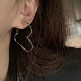 Mqtime Trendy Heart Alloy Earring For Women Girls Cute Silver Color Geometric Metal Earrings Party Birthday Daily Jewelry Accessories