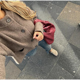 MQTIME  -  Elegant Women O Neck Cardigan Knitted Long Sleeve Button Pocket Slim Fitted Short Sweater 2025 Fashion New Pullover Knitwear Top