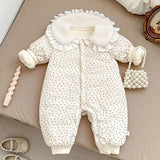 MQTIME  -  New Winter Toddler Baby Girl Thicken Warm Romper Long Sleeved Hooded Print Baby Jumpsuit Children Thicken Warm Clothes