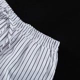 MQTIME  -  Women's Casual Striped 2 Piece-Set Shorts Contrast Bow Lace-Up Cardigan Loose Shorts Daily Party Fashion Female Sets New