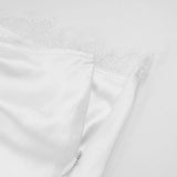 MQTIME  -  Retro Elegant Lace Patchwork Basic Satin Skirts Simple White Pure Desire Slim Down Fishtail Midi Skirt Female Clothing