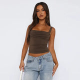 MQTIME  - Spring/Summer Women's Street Sexy Top Solid Color Basic Strap Top Casual Versatile Slim Fit Bra Open Navel Clothes CSM15JY24010P
