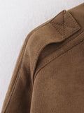 MQTIME  -  Women Elegant Suede Brown Bomber Jackets Fashion Ladies Casual Loose Outfits for Vintage Female Chic Clothes Cute