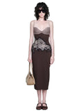 MQTIME  -  Lace Patchwork Dress Women Fashion Sexy Hollow Backless Square Collar Sleeveless Elegant Evening Party Club Bodycon
