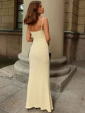 MQTIME  -  Knitted Sexy Backless Low Chest Women Maxi Dress Pink Spaghetti Strap High Waist Dress Summer Slim Vacation Beachwear