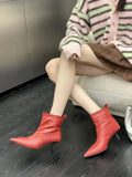 MQTIME  -  Sexy Women Ankle Boot Fashion Pointed Tip High Heeled Boots for Woman Luxury French Style Casual Shoe Designer Shoes Botas Mujer