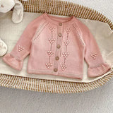  MQTIME  -  New Autumn Toddler Baby Girls Sweater Coat Long Sleeved Solid Color Hooded Infant Baby Girls Knitting Cardigan Coat