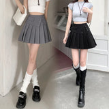 MQTIME  -   Summer New Spicy Girl Style Small Tall Waist Slim Pleated Skirt Versatile A-line Skirt Half Skirt Anti glare