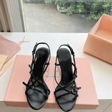 MQTIME  -  Spring/Summer New Retro High Heel Strap One Button Open Toed Sandals for Women