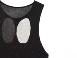 MQTIME  -  Autumn Women's Elegant Knitted Polka Dot Printed Midi Dress Round Neck Sleeveless Slim Fit Women's Casual Retro Long Vest Dress