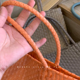 MQTIME  -  Hanrted Large Capaci Basket Bag Orange Jasmine Spring Summer Handheld Beach St Woven Bag Korean Sle oulder Bag