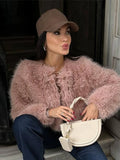 MQTIME  -  Faux Fur Short Coats Women Casual Solid Long Sleeved Fluffy Fox Fur Jacket Female Autumn Winter Fashion High Street Outwear