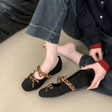 MQTIME  -  2025 Elegant Leopard Print Women Mary Jane Shoes Round Toe Bow-knot Comfort Internal Elevation Shoes Female Spring Soft Shoes