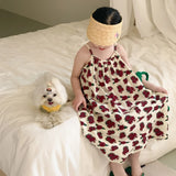 MQTIME  -  Summer Baby Girl Sling Dress Cotton Korean Sleeveless Toddler Girl Vestido Loose Thin Rose Printed Children Girl Slip Dress