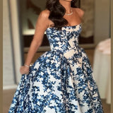 MQTIME  -  Elegant Fairy Evening Dress Printed Off Shoulder Strapless Designers Modest Long Dresses Luxurious Chic Women's Party Clothes