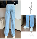 Mqtime Winter Fashion Denim Maternity Straight Long Jeans Wide Leg Loose belly Pants Clothes for Pregnant Women Pregnancy Casual