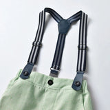 MQTIME  -  Kids Toddler Gentleman Party Dress Set Children Newborn Long-sleeved Cotton Shirt Bow Set Shirt Tops Suspender Pants with Tie