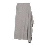  MQTIME  -  High Waist Skirt Women's Spring Autumn Long Skirt Casual Asymmetrical Hem Ruffles Midi Skirts For Women 2026 New ﻿