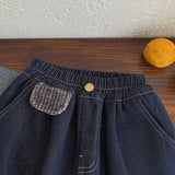  MQTIME  -  New Winter Kids Boys Jeans Plaid Plus Fleece Toddler Boys Demin Pant Versatile Elastic Waist Infant Baby Boys Warm Trouser