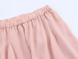 MQTIME  -  Women Ruffled Mini Skirts Solid Color Summer Chic Streetwear High Waist Elastic Asymmetric Hem Skirts Female Slim Mesh Skirts