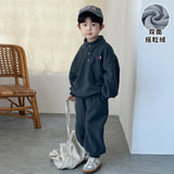  MQTIME  -  Children's Polar Fleece Suit for Boys and Girls Autumn and Winter Plus Fleece Boy's Two-piece Suit Sweater+Pant