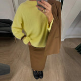 MQTIME  -  Fluffy Mohair Sweater Women Oversize Slouchy Long Sleeve Round Neck Autumn Cozy Knitwear Women Knit Sweet Lady Jumper 2025