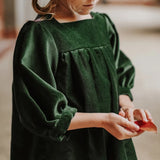 MQTIME  -  Girls Velvet Dress With Gorgeous Sleeves Chic Sapphire Blue Christmas Party Vintage Dresses Children's Autumn Clothes