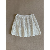 MQTIME  -  Spring Womens Lace Hollow Embroidery Floral Butt Curtain Skirt Fashionable Layered Over Skirt Casual Chiffon Mini Skirt