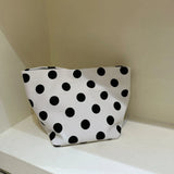  MQTIME  -  Kawaii Light Blue Polka Dot Canvas Tote Bag Women Small Thin Strap Shoulder Bag Casual Daily Shopping Mini Handbag