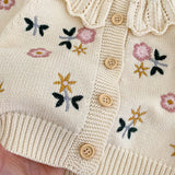  MQTIME  -  Baby Girls Knitting Cardigan Flower Embroidery Long Sleeve Cardigan Coat Spring Autumn Toddler Baby Girls Sweater Coat