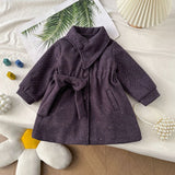 MQTIME  -  Toddler Girls Wool Jacket Bow Applique Thicken Warm Kids Baby Girls Coat New Winter Mid Length Infant Girl Outerwear Coat
