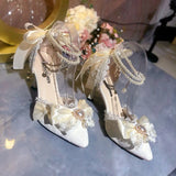 MQTIME  -  White Bridal Shoe Wedding Shoes for Women Luxury Designer Mary Jane Elegant Woman Heeled Shoes Designer Heels Y2k Style Shoes