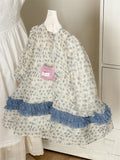 MQTIME  -  New Spring Baby Girls Printed Long Sleeve Dress Korean Style Children Ruched Sweet Princess Dresses