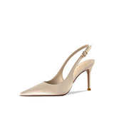 MQTIME  -  Summer New Pointed Head Shallow Mouth One-word Buckle Strap Thin Heel Sandals Women's Bag Head Empty High Heels