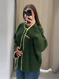  MQTIME  -  Spring Autumn O-neck Cardigan Sweater For Women Long Sleeve Single Breasted Knitted Jacket Casual Lady Street Chic Outwear
