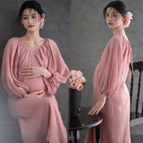 MQTIME  -   Pregnant Women Photo Shoot Dress Pink Maternity Gown for Studio Photography Sweet Outfits for Mothers Maternity Clothing