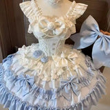 MQTIME  -  Sweet Lolita Young Girls Lolita Fashion Handmade Couture Frilly Dress Princess Core Women Boutique Wedding Party Costume