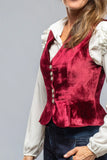 MQTIME  -  Luxury Vintage Velvet V-neck Sleeveless Vest Tank Top Women New Short Waistcoat Vest Top Single-breasted Cardigan Jackets