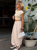 MQTIME  -  Casual Pink Oversized Bloomers Women Elastic Waist Hip Hop Wide Leg Pants Street Balloon Lace Up Jogger 2025 Summer New Casual