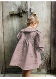 MQTIME  -  Retro Linen Doll Collar Girls Dress New Spring And Summer Chic Wooden Buttons Long-Sleeved  A-Line Dress Linen Kids Clothes