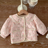 MQTIME  -  Winter Newborn Baby Girls Clothing Suit Printed Cardigan Sleeveless Jumpsuit T-shirt Infant Baby Girl Thicken Warm Clothes Set