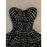  MQTIME  -  Summer Plaid ter Dr Women's Small Size Waist Cinching Design Ele Slimming ort Skirt A-Line Midi Dr