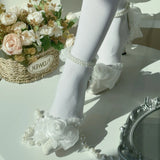  MQTIME  -  Elegant Rose Heels Pointed Toe Stiletto Handmade Embellished Romantic Victorian Ladies's Wedding Prom Party Lolita Pumps